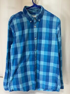 GAP Blue Multi-Check Button-Down Shirt 3518